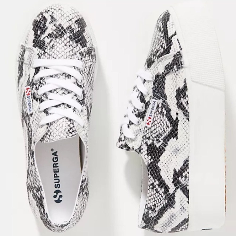 Superga Platform Snakeskin Wedge Sneakers